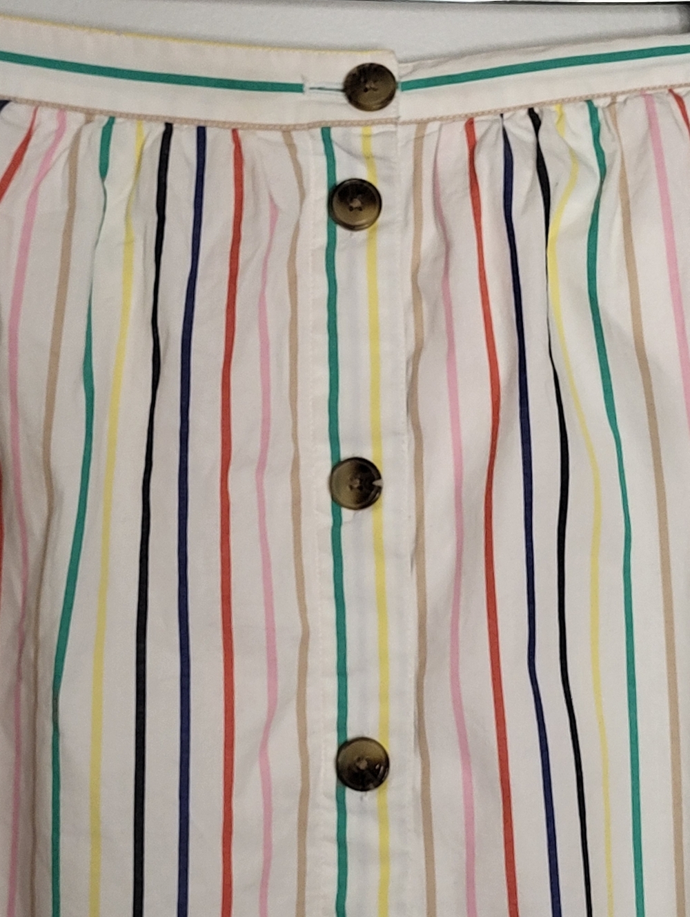 J.Crew Rainbow Stripe Poplin Midi Skirt Size L Fully Lined Pockets Preppy Summer - Picture 5 of 12